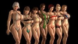 3d 6+girls 7girls animated big_breasts bikini bikini_bottom bikini_top black_hair blonde_hair breasts brown_hair busty christie_(doa) cleavage dark-skinned_female dark_skin dead_or_alive female female_only g-string hitomi_(doa) hourglass_figure huge_breasts human human_only large_breasts lei_fang lisa_hamilton looking_at_viewer lordaardvark micro_bikini mila_(doa) multiple_girls no_sound nonude pussy rachel_(ninja_gaiden) red_hair sling_bikini source_filmmaker swimsuit swimwear teardrop_bikini thong tina_armstrong video voluptuous white_hair