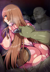 1girls 2boys amputee angry ass bad_end blue_eyes blunt_ends bodysuit breasts breasts_out brown_hair captured captured_heroine chains clenched_teeth clothed_sex colored_skin cowgirl_position defeated defeated_heroine embarrassed female female_human female_on_top fit_female from_behind glaring green_skin horosuke_(toot08) human impossible_bodysuit impossible_clothes interspecies koukawa_asuka large_breasts larger_male light-skinned_female long_hair looking_at_viewer looking_back mature_male monster monster_rape multiple_boys nipples orc orc_male pink_bodysuit plump_ass rape restrained restraints reverse_cowgirl_position scowl sex sex_from_behind sex_slave shiny shiny_hair shiny_skin size_difference skin_tight slim_waist smaller_female solo_focus taimanin_(series) taimanin_asagi taimanin_asagi_3 taimanin_suit thick_thighs thrusting torn_bodysuit torn_clothes vaginal_penetration variant variant_set very_long_hair wide_hips