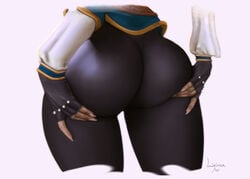 1girls ass ass_support big_butt breath_of_the_wild dat_ass demigoddess grabbing_ass grabbing_own_ass hylian leggings lirimaer_art nintendo princess_zelda the_legend_of_zelda thick_ass thick_thighs thighs yoga_pants zelda_(breath_of_the_wild)