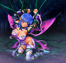 blue_hair bondage bound breasts female highres merc_storia sitting tentacle weillion