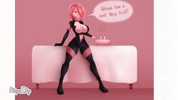 3rd_party_watermark animated big_breasts black_clothing breast_expansion cake flipaclip metachoke mp4 no_sound pink_hair simple_background slideshow tagme third-party_edit video