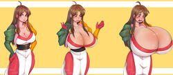 1girls big_breasts blush breast_expansion breasts breasts_bigger_than_head brown_hair bursting_breasts cleavage enormous_breasts female female_only gigantic_breasts huge_breasts jacee_(malkaiwot) large_breasts massive_breasts original original_character pinkkoffin ryoko_hakubi_(cosplay) sequence solo solo_female top_heavy worried