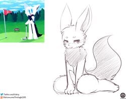 anthro blush eevee genitals golf grass hi_res male nintendo penis plant pokémon_(species) pokemon pokemon_(species) senz sitting solo tree video_games