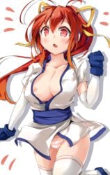 another_kung_fu_girl big_breasts cleavage cute dai_fuku m.u.g.e.n nipple nipple_slip panties red_eyes red_hair striped_panties