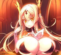 1girls 2020 blonde_hair cleavage huge_breasts looking_at_viewer princess_(zerion) tagme twintails yellow_eyes zerion