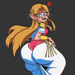 ass ass_focus ass_in_dress big_ass big_butt bottom_heavy butt_focus clothed clothing female female_only fully_clothed huge_ass huge_butt nervous nintendo princess_zelda small_breasts the_legend_of_zelda tight_clothes tight_clothing tight_pants wolfafterhours worried worried_expression zelda_(a_link_between_worlds)