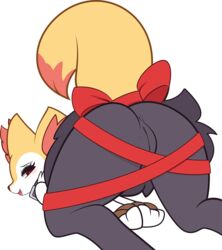 ambiguous_umbra anthro anus ass bondage bound braixen canid canine color_edit colored edit female genitals hi_res mammal nintendo nude pinkcappachino pokémon_(species) pokemon pokemon_(species) pussy rear_view red_bow red_ribbon ribbons smile solo submissive submissive_female video_games