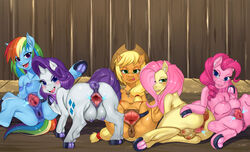 10hmugen 6girls animal_genitalia applejack_(mlp) breasts crotchboobs equine_pussy female female_only feral fluttershy_(mlp) friendship_is_magic large_breasts mosaic_censoring multiple_girls my_little_pony nipples pinkie_pie_(mlp) pony rainbow_dash_(mlp) rarity_(mlp) spread_pussy