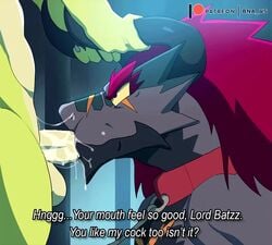 2019 2boys animated anthro balls bna_v5 bodily_fluids cum demon_lord_dragon_batzz dirty_talk dragon edit english_text erection fellatio furry future_card_buddyfight gay horn humiliation male male/male oral penis reptile saliva scalie sound sound_edit teteuxd text video yaoi