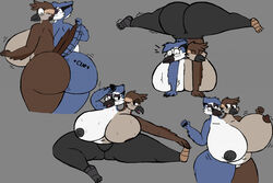 anthro ass avian big_breasts big_butt bird blue_jay blush bodily_fluids bottomwear breasts clothed clothing conjoined corvid female genitals huge_breasts huge_butt jay_(bird) mordecai_(regular_show) multi_head new_world_jay nipples nude oscine pants passerine pilot129 pussy regular_show rigby_(regular_show) solo sparrow sparrow_(bird) stretching sweat topless yoga_pants