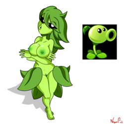 1girls breasts cleavage electronic_arts female female_only negum_akil nipples nude peashooter_(pvz) plantie plants_vs_zombies pussy reference_image uncensored