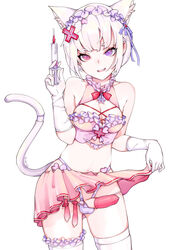 1futa animal_ears balls breasts cat_ears clothed clothing condom condom_accessories condom_belt cum futa_only futanari gloves heterochromia humanoid humanoid_penis jc1518157 kemonomimi lifting_skirt looking_at_viewer medium_breasts nurse pale_skin partially_clothed penis pink_eyes simple_background skimpy skimpy_clothes skirt small_penis smile smiling smiling_at_viewer solo_futa standing syringe tail thigh_highs thighhighs used_condom white_background white_hair