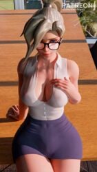 1girls 3d alenabyss alternate_costume angela_ziegler bedroom_eyes big_breasts blizzard_entertainment blonde_hair blouse blue_eyes breasts cleavage clothed crotch_bulge european exposed_nipples eye_contact eyeliner eyeshadow female female_only fully_clothed glasses imminent_deepthroat imminent_oral imminent_sex imminent_vaginal intimate inviting_to_sex large_breasts light-skinned_female lipstick looking_at_viewer makeup mercy miniskirt naughty_face nipples_visible_through_clothing no_bra office office_lady overwatch pencil_skirt ponytail pov provocative red_lipstick secretary seductive seductive_eyes seductive_look seductive_mouth seductive_smile see-through see-through_top shirt short_skirt skirt slim smile solo solo_focus stockings swiss thick_thighs thighhighs tied_hair translucent_clothing unprofessional_behavior voluptuous white_shirt wide_hips