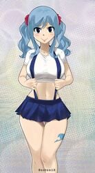 1girls big_breasts blue_eyes blue_hair facing_viewer fairy_tail gaston18 juvia_lockser looking_at_viewer school_uniform solo