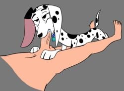 101_dalmatian_street 101_dalmatians blowjob bodily_fluids canid canine canis collar dalmatian delilah_(101_dalmatians) disney domestic_dog duo fellatio fellatio_from_feral female fenris64 feral genitals hi_res human human_on_feral humanoid_genitalia humanoid_penis interspecies male male/female male_human/female_feral male_on_feral mammal mature_female mature_feral oral penile penis saliva sex spots unseen_male_face zoophilia