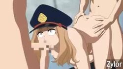 1girls 2boys accurate_art_style animated ass behind camie_utsushimi censored commission doggy_style fellatio mosaic_censoring my_hero_academia no_sound nude official_style oral_penetration peaked_cap penis shiketsu_high_school_cap shounen_jump tagme tits vaginal_penetration video zylor