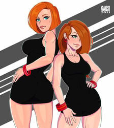 2021 2girls alternate_breast_size ann_possible artist_name big_breasts black_dress blue_eyes bracelets breasts busty daughter disney disney_channel dress female female_only freckles gaqs! ginger green_eyes hair_over_one_eye kim_possible kimberly_ann_possible large_breasts lips long_hair mature mature_female milf minidress mother mother_and_daughter pencil_dress short_hair short_skirt sideboob straight_hair taller_female taller_girl tight_dress voluptuous watermark