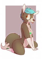 1girls 2018 anthro barely_visible_genitalia barely_visible_pussy blep breasts canid canine canis conditional_dnp domestic_dog elijah-draws female fur genitals gloves_(marking) green_pawpads hi_res leg_markings mammal markings pawpads pussy riley_(elijah-draws) socks_(marking) solo tongue tongue_out