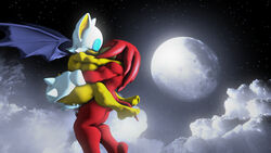 1boy 1girls 3d 3d_(artwork) 3d_model anthro chiropteran closed_eyes cum_inside echidna eyelashes eyeshadow female_penetrated flying full_moon furry gloves hair hug kissing knuckles_the_echidna male/female mammal mobian mobian_(species) mobian_bat moon night red_body red_hair rouge_the_bat sega sex sonic_(series) sonic_adventure_2 sonic_the_hedgehog_(series) spikes stand_and_carry_position suspended_congress tan_body white_hair