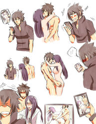 2boys 2girls angry bent_over black_hair blush cellphone clothing duo hyuuga_hinata hyuuga_hinata_(naruto:_road_to_ninja) kissing multiple_boys multiple_girls naked naruto naruto:_road_to_ninja naruto_shippuden picture purple_hair sasuke_uchiha shocked_expression standing_missionary standing_sex surprised swingers uzumaki_menma