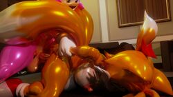 3d 3d_(artwork) amy_rose anal anal_sex anthro ass_up balls blender_(software) breasts canid canine clothing digital_media_(artwork) duo eulipotyphlan footwear fox ftg_crossgender fti_crossgender furry futa_on_futa futanari genitals glistening glistening_body grabbing_arm gynomorph gynomorph/gynomorph gynomorph_penetrated gynomorph_penetrating gynomorph_penetrating_gynomorph hair hedgehog hi_res inflated_belly inside intersex intersex/intersex intersex_penetrated intersex_penetrating intersex_penetrating_intersex lying mammal mtg_crossgender mti_crossgender multi_tail nipples on_front palisal penetration penis ponytail ribbons rubber_creature rubber_transformation rule_63 shoes side_view sonic_(series) sonic_the_hedgehog_(series) tail tails tails_the_fox tailsko