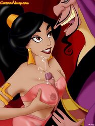 1boy 1girls aladdin breasts brown-skinned_female brown_skin cartoonvalley.com cum dark-skinned_female dark_skin disney disney_princess erection evil_queen_jasmine helg jafar middle_eastern middle_eastern_clothing middle_eastern_female paizuri penis penis_between_breasts persian_(iranian) persian_clothing persian_female pink_clothing princess_jasmine royalty see-through_bra