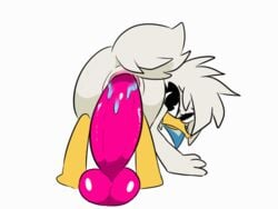 2020s 2021 all_fours anatid animated anseriform anthro anus avian beak big_dildo bird black_eyes blue_hair blue_highlights dildo dildo_in_pussy dildo_penetration dildo_sitting duck duck_bill fan_character feathers felecia_featherweight_duck female genitals grey_body grey_feathers grey_hair hair highlights_(coloring) looking_at_viewer looking_back looking_pleasured loop masturbation moan pac-man_eyes penetration pie_cut_eyes pink_anus pink_pussy pussy rear_view sex_toy sex_toy_in_pussy sex_toy_penetration short_playtime simple_background solo vaginal_masturbation vaginal_penetration white_background white_crest yellow_beak