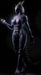 1girls 3d 3d_(artwork) 5_toes absurd_res anthro argonian barefoot bethesda_softworks big_breasts blue_body breasts clothing digital_media_(artwork) feet female headgear headwear hi_res horn nipples nude scales scalie simple_background solo spiked_tail spikes spikes_(anatomy) the_elder_scrolls toes trenshyva video_games