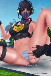 1girls brown_eyes female female_focus female_only fortnite gloves headgear kasumikills looking_at_viewer mask panties presenting presenting_pussy spread_legs spreading tagme waypoint