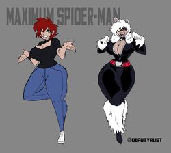 1girls big_breasts black_cat_(marvel) breasts cleavage deputyrust marvel mary_jane_watson red_hair redesign short_hair spider-man_(series) thick thick_thighs tomboy white_hair