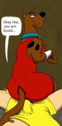 2021 absurd_res ass bulge canine dangerdoberman digital_media_(artwork) dog feral furry gay hanna-barbera hi_res human male_on_feral male_only multiple_boys open_eyes red_clothing reverse_cowgirl_position scooby-doo scooby-doo_(character) shaggy_rogers smile tagme yellow_clothing zoophilia