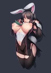 amei_sumeru areola areolae belly belly_button big_areola big_breasts big_nipples bunny_costume bunny_ears bunny_girl bunny_tail curvy flashing huge_breasts large_breasts long_hair nipples one_eye_closed seductive seductive_smile thick thick_thighs thighhighs thin thin_waist tongue tongue_out top_heavy unzipped voluptuous winking