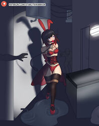 bondage bunny_ears bunnysuit collar crotch_rope leash ruby_rose running rwby starlitewarrior