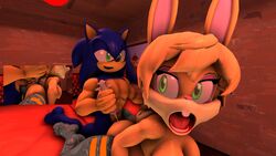 3d 3d_(artwork) anthro archie_comics ass blue_body bunnie_rabbot cyborg fingers hair hedgehog long_ears penis pussy rabbit sex sonic_(series) sonic_the_hedgehog sonicthebitch straight tan_body