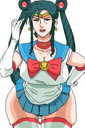 1girls big_breasts bishoujo_senshi_sailor_moon black_hair breasts cima_garahau cleavage cosplay curvaceous female female_only gloves gundam gundam_0083 human large_breasts light-skinned_female light_skin long_hair mature mature_woman mokuzou_zabuton sailor_moon_(cosplay) sailor_senshi_uniform skindentation skirt solo tagme thick_thighs thighs twintails villainess