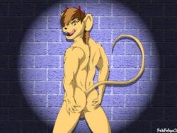 anthro ass back_view biker_mice_from_mars fabfelipe fur looking_back male male_only mammal mouse nude rimfire_(bmfm) rodent solo standing tagme tail