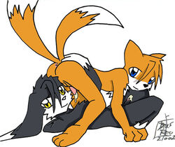 69 2002 anthro ass barefoot boss_reo canine crossover fox fur interspecies klonoa klonoa_(series) male male_only mammal multiple_males nude side_view sonic_(series) tagme tails unknown_species yaoi