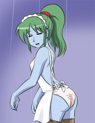 2chan ass blue_skin female female_only green_hair nijiura_maids shitai side_view solo standing tagme white_panties