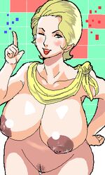 1girls blonde_hair breasts crowley_hamon female gundam human large_breasts light-skinned_female light_skin mature mature_woman mobile_suit_gundam mokuzou_zabuton nipples nude orange_hair pubic_hair pussy scarf short_hair solo wide_hips