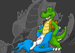 anthro backpack croc crocodile crossover digimon duo gay glenn interspecies male male_only nude penis sex tagme veemon