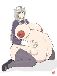 1girls alternate_version_available areolae axis_powers_hetalia belarus_(hetalia) belly big_areola big_belly big_breasts big_nipples blonde_hair breasts brown_eyes clothing commission commissioner_upload female fetal_movement hair_ornament hair_ribbon hand_on_stomach huge_breasts hyper_pregnancy lactation long_hair natalia_alfroskaya navel nipples partially_clothed pregnant ready_to_pop shoes sitting stockings tagme zeruxu