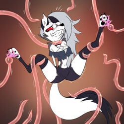 1girls anthro female furry hellhound helluva_boss loona_(helluva_boss) pocketickler tagme tentacle tickle_torture tickling tickling_feet torture vivienne_medrano