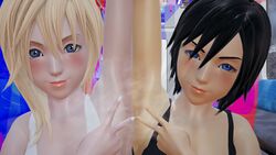 2girls 3d armpit_fetish armpits cleavage disney female female_only fog honey_select kingdom_hearts namine roseza sideboob square_enix steam sweat tagme train xion