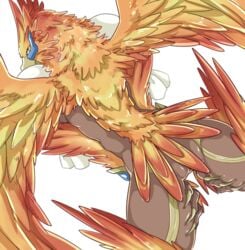 2020 ambiguous_gender anthro ass avian bag bedroom_eyes bird blade_(xenoblade) cuntboy curvy_figure feathered_wings feathers genitals hands_on_thighs intersex looking_at_viewer looking_back male markings monolithsoft narrowed_eyes nintendo nude orange_body orange_feathers pussy rear_view roc_(xenoblade) sa_ba_can seductive simple_background solo tail_feathers thick_thighs video_games white_background wide_hips wings xenoblade_(series) xenoblade_chronicles_2