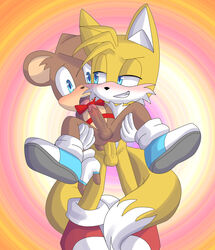 anal angelofhapiness anthro belt bowtie erection exposed_torso fan_character footwear gay gloves handwear male male/male mostly_nude oliver_masthay shoes sonic_(series) standing_sex tails