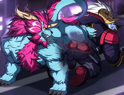 2boys absurd_res alistar anal anal_knotting anal_sex anthro ass_to_ass balls big_muscles big_penis bovid bovine cattle claws clothed clothing drks facial_piercing feral fur gay genitals hair hi_res huge_cock interspecies knotting league_of_legends legwear looking_back male male/male male_only male_penetrated male_penetrating male_penetrating_male mammal muscular muscular_anthro nose_piercing nose_ring nude open_mouth penetration penis piercing pink_hair riot_games sex smile tongue translucent translucent_body translucent_clothing translucent_legwear video_games yaoi zoophilia