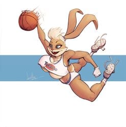 1girls 2021 action_pose anthro artist_name ass athletic athletic_female basketball basketball_uniform big_breasts blue_eyes breasts busty butt cleavage crop_top devil_hs female female_focus female_only fur furry gloves hourglass_figure huge_breasts large_breasts lola_bunny looney_tunes navel rabbit rabbit_ears rabbit_humanoid rabbit_tail short_shorts simple_background sneakers solo space_jam sports sports_uniform sportswear underboob warner_brothers wide_hips