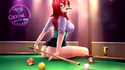 amanda_(fap_ceo) blue_eyes drink fap_ceo high_resolution nutaku red_hair smoking waitress