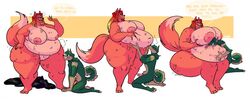 1boy 1girls absurd_res anthro bbw belly belly_grab big_belly big_breasts breasts canid canine canis chubby chubby_anthro chubby_female dialogue duo english_text fat fat_fur female fox fur furry green_body green_fur hair hand_on_belly hi_res huge_breasts larger_female licking_belly male male/female mammal nipples nude overweight overweight_anthro overweight_female red_body red_fur ron_falco simple_background size_difference sweat sweatpants_(artist) text thick_thighs thunderthighs tojo_(truemac) truemac wide_hips wolf