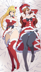 2girls christmas christmas_outfit d_kurouri darkness_(konosuba) female female_only gloves kono_subarashii_sekai_ni_shukufuku_wo! panties wiz_(konosuba)